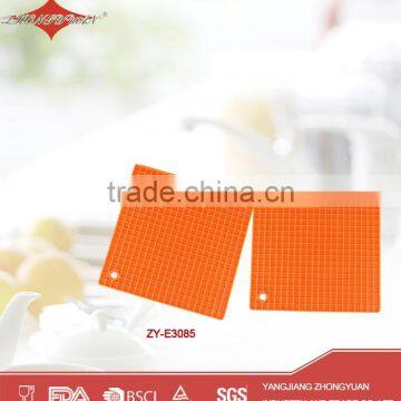 ZY-E3085 High quality flat square cup coaster orange silicone mat