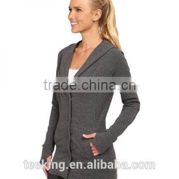 Cheapest wholesale thick fleece button up hoodies for women