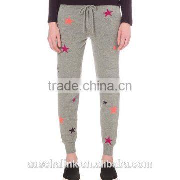 High Quality Ladies Star Print Designs Sport Cashmere Trousers photo-2