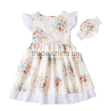 Summer Hot Sale Flower Girl Dress Boutique Baby Girl Party Dress With Matching Headband photo-2