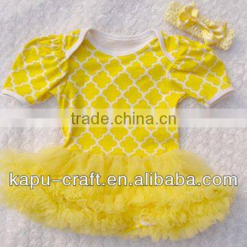 New Arrival quatrefoil cotton bodysuit with skirt