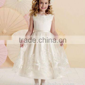 Lovely Satin off Shoulder Baby Gown Lace Discount Flower Girl Derss photo-3