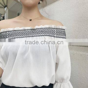MAXNEGIO Latest Chiffon Strapless Flare Sleeve Blouse Top photo-4