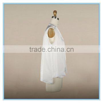 Ladies Sleeveless Chiffon Blouse Silk Charmeuse Fabric New Design Fashion Top photo-3