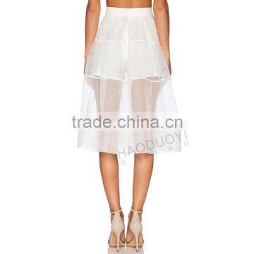 MGOO Top Sale Skirt Factory Sexy Transparent Skirts For Women White Organza High Waist Skirts 15145A253 photo-5