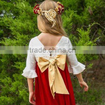 Little Gilrs Christmas Boutique Baby Kids Red Lace Ruffle Christmas Party Dresses photo-3