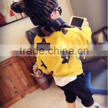 1100% Cotton Kids Boys Print Stars Winter Hoodies and Two Sides Zip up Hoodies photo-3