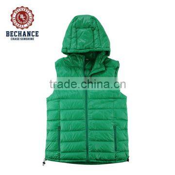 women stand collar warm hooded down vest M1078
