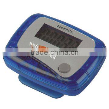 Step Counter Pedometer - counts up to 99,999 steps, batteries included, has convenient belt clip and comes with your logo