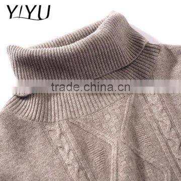 Custom Cashmere Sweater Lady Turtleneck Long Pattern Cable Knit Pullover photo-5