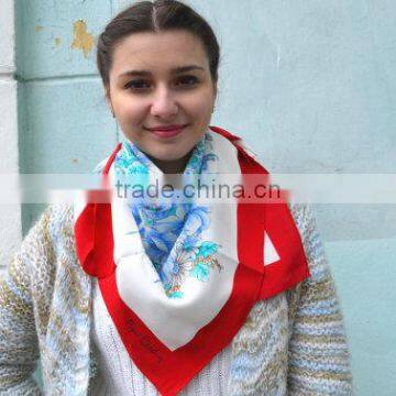 SSS83 Vintage Silk Scarf, Floral Print, 70s Flower Silk Scarf, Vintage Designer Scarf, , Large French Scarf photo-5