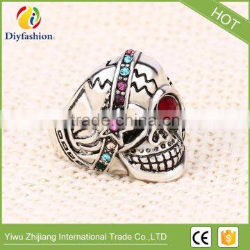 Fashion Punk Skull Rings Classic Vintage Jewelry Stainless Steel Cool Star Shape Red Crystal Ring photo-2