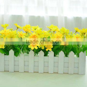 Lovely Decorative Artificial Silk Restaurant Table Daisy Flower With Fence Set photo-6