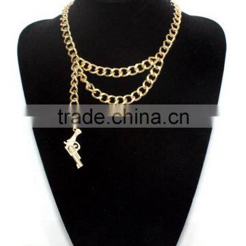 Rihanna Gold Gun Pendant Real Heavy Necklace Chunky Chain Link Necklace