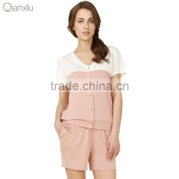 New Arrival Qianxiu Women New Patchwork Cotton Fashion Pajamas Set