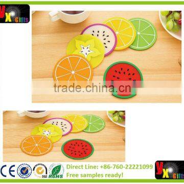 Colorful Jelly Color Fruit Shape Coasters Creative Skid Insulation Silica Gel Cup Mat