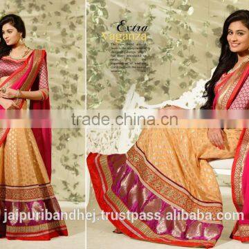 Apricot color Banarasi Silk&Chanderi Cotton Silk Lehenga Choli