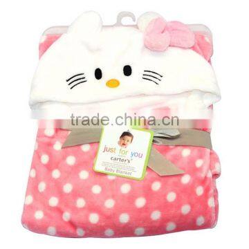 pink cat polar fleece baby towel bathrobe