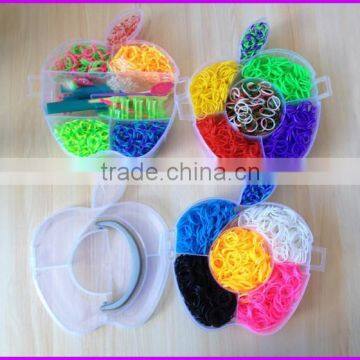 3 layered apple shape loom bands box latex free colorful crazy loom rubber bands