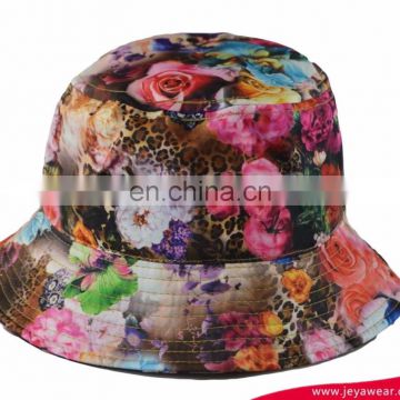 Girl Women Fashion Bucket Hat Boonie Cap Hawaiian Floral Flower Pattern Outdoor Camping Hiking Fishing Cap