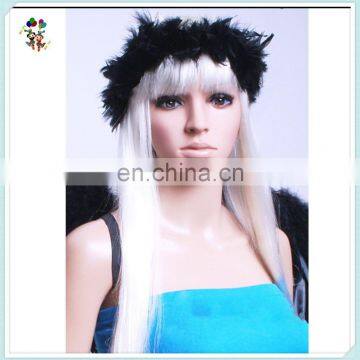 Gothic Fairy Dress Up Party Prop Black Feather Angel Wings With Halo HPC-0811
