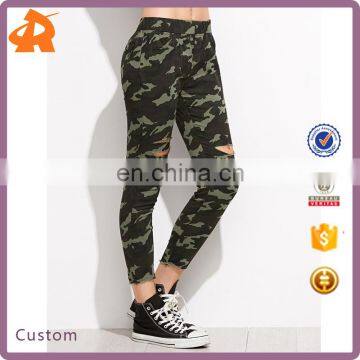 Guangzhou Wholesale Cheap Custom Casual Camo Print Pants For Woman