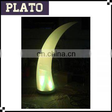 Yellow inflatable curve cone for lighting/inflatable light up curve cone for decoration