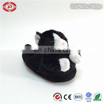 Black cat with ribbon nice indoor kids plush slipper shoe