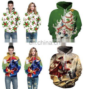 Unisex Printed Pullover Ugly Christmas Hooded Sweatshirt Pullover Hoodie with Big Pockets Jumpers