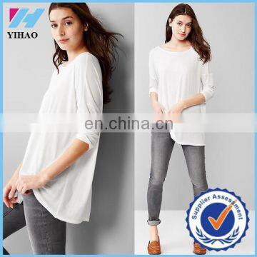 Yihao fashion Three-quarter length sleeves tunic tops Boatneck china top ten selling products