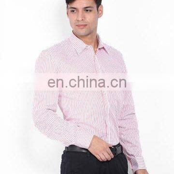 Turtle Men White & Red Striped Slim Fit Formal Shirt photo-3