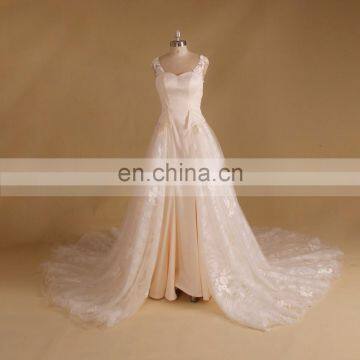 Keyhole Back Beaded Lace Mermaid Wedding Dress 2017 With Detachable Skirt