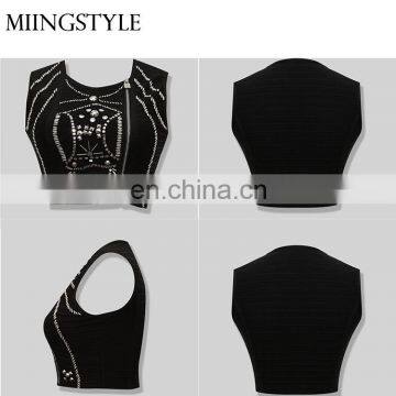 sleeveless black bandage top sexy women party tops fashion ladies party tops