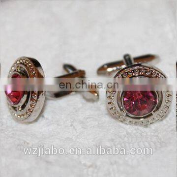 custom zinc alloy new design metal cufflink with rhinestone