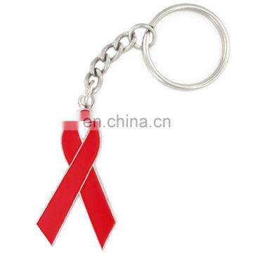 Promotion Blank Metal Red Ribbon Keychain