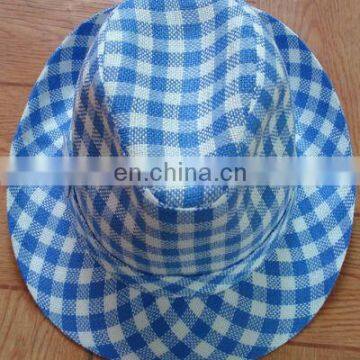 Fashion Trilby fedora hat. Men fedora hat, Cotton / polyester fedora hat fashion small blue grids