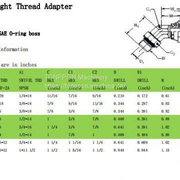 45°straight thread adapter6902