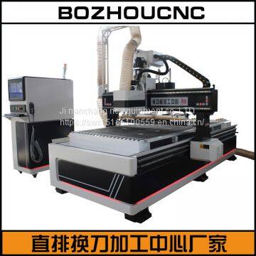 Composite plate CNC cutting machine automatic tool change 12 knife bank woodworking engraving machine factory holing cutting woodworking engraving machine supplier