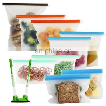 Reusable Silicone food storage bags Zip Lock BPA and Plastic Free Food Preservation bag