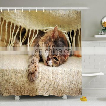 Japanese cat printed cute animals home goods plain shower curtain