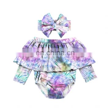 Off The Shoulder Tie Dye Romper Toddler Outfit Girl