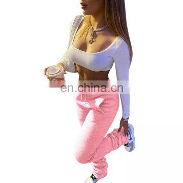 Women 2020 Autumn Winter Pleated Micro Horn Thickened Stacked Casual Pants photo-5