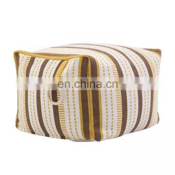 Home Decorative Comfortable Foot Stool Ottoman Cotton Woven Jacquard Square Pouf Ottoman photo-5