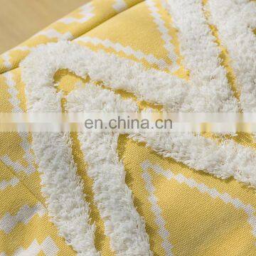 New Modern Pouf Design Yellow Woven Silk-screen Print Tufting Floor Ottoman Pouf photo-7