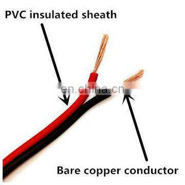 2 Core Transparent or Red Black Parallel Flat Ribbon Audio Ofc Speaker Cable Wire photo-4