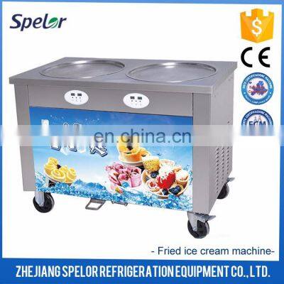 Highly-Efficient Fried Ice Cream Machine Double Flat Square Pan photo-4