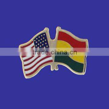 Custom design high quality cloisonne hard enamel filled USA Ghana World Flag Lapel Pin