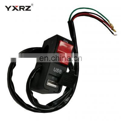 China Factory Waterproof On-Off Button Mobile Safe Charging Motorcycle Handlebar Switch With USB Charger