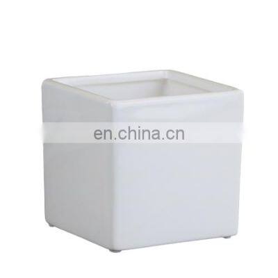 White simple modern square ceramic vase