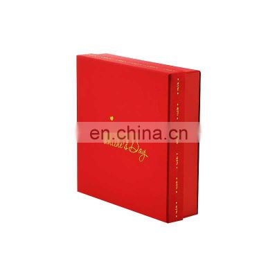 Custom separate lid design red luxury logo printed folding rigid gift box